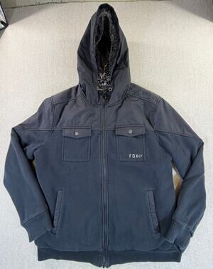 Fox Racing Men's XL Black Sasquatch Faux Fur Lined Hooded Zip Front Jacket Coat